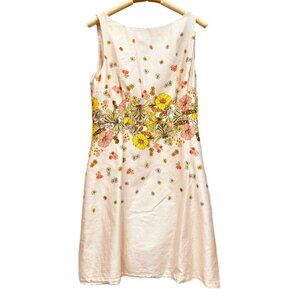Loft Colorful Sleeveless Floral A-Line Dress with Pockets Back Zip Medium P